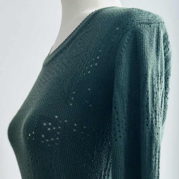 Valentino Forest Green Cotton Jacquard Knit Sweater with Surface Wear – US XS - Picture 5 of 12